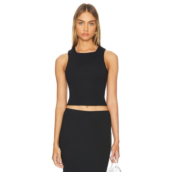 House of Harlow 1960 x REVOLVE Beda Cropped Top Square Neck Minimalist Black SM - Picture 1 of 9